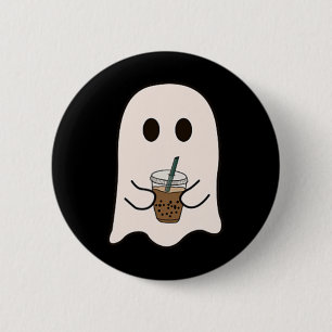 Badge Rond 5 Cm Saison éffrayante Cute Little Ghost Ice Coffee Hal