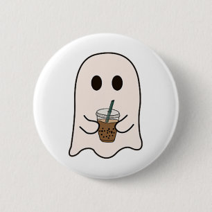 Badge Rond 5 Cm Saison éffrayante Cute Little Ghost Ice Coffee Hal