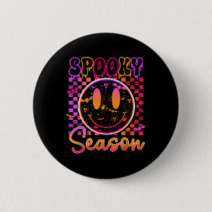 Badge Rond 5 Cm Saison Éffrayante super Florale Hippie Smile Hallo