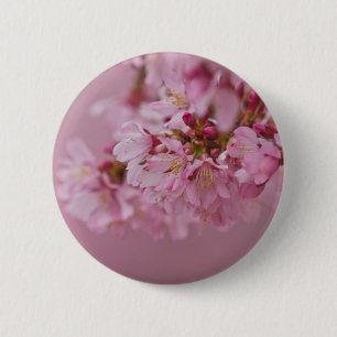 Badge Rond 5 Cm Sakura Cherry Blossoms rose pâle Réflexions