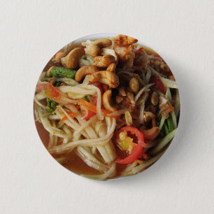 Badge Rond 5 Cm Salade de Papaya épicée Ayutthaya [Som Tam] avec C