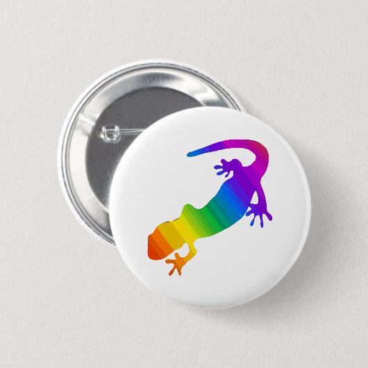 Badge Rond 5 Cm Salamandre striée arc-en-ciel (Devant & derrière)