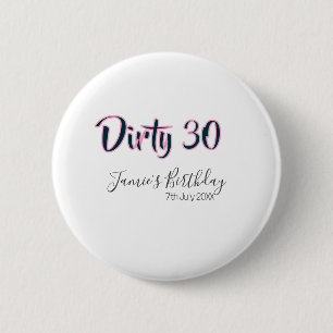 Badge Rond 5 Cm Sale 30 joyeux anniversaire nom date rose gris cal