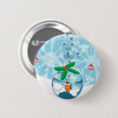 Badge Rond 5 Cm Sale de poisson de Noël (Devant & derrière)