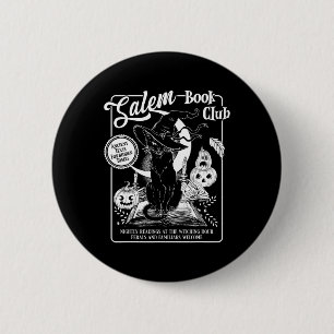 Badge Rond 5 Cm Salem Witch Bookish Retro Halloween Blac