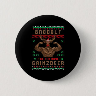 Badge Rond 5 Cm Salle de gym de Noël, Brodolf, laide salle de gym