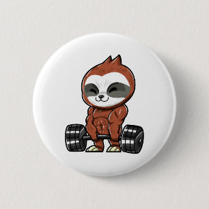 Badge Rond 5 Cm Salle de sport drôle de fitness de paresseux de cu