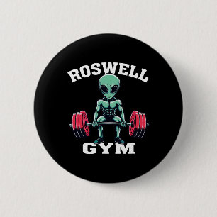 Badge Rond 5 Cm Salle de sport extraterrestre drôle Ufo Roswell Bo