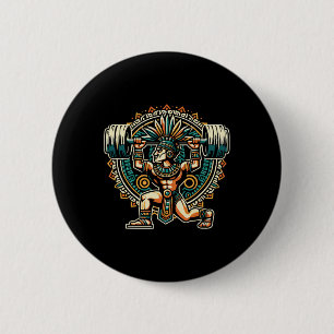 Badge Rond 5 Cm Salle de sport Guerrier Aztèque Musculation Cultur