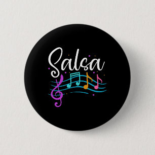 Badge Rond 5 Cm Salsa Notes musicales Latin Musique Danse