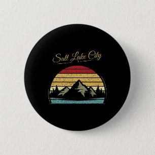 Badge Rond 5 Cm Salt Lake City Utah - Randonnée vintage plein air 