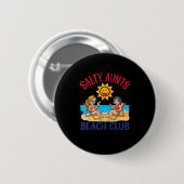 Badge Rond 5 Cm Salty Aunts Beach Club Summer Vacation Vibes 2025 (Devant & derrière)