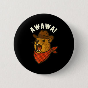 Badge Rond 5 Cm Salut Cowboy Rock Hyrax Awawa Western Drôle _1