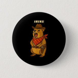 Badge Rond 5 Cm Salut Cowboy Rock Hyrax Awawa Western Drôle _2 