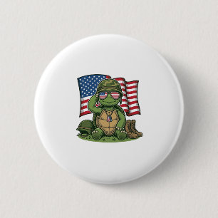 Badge Rond 5 Cm Salut de tortue patriotique Vector Design_1