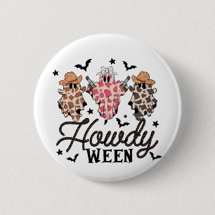 Badge Rond 5 Cm Salut Fantôme Rodeo Halloween Occidental Salut Cow