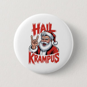 Badge Rond 5 Cm Salut Krampus Diable Corne Krampus Rock
