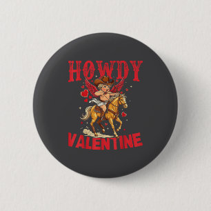 Badge Rond 5 Cm Salut Saint-Valentin Rétro Cœur Chapeau de Cowboy