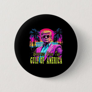 Badge Rond 5 Cm Salutation Des Amériques Golfe Retro Plage Vintage