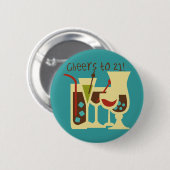 Badge Rond 5 Cm Salutations à 21 Anniversaire (Devant & derrière)