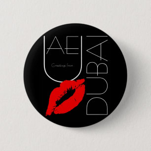 Badge Rond 5 Cm Salutations de baiser rouge de rouge à lèvres de