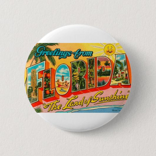 Badge Rond 5 Cm Salutations De Floride (Devant)