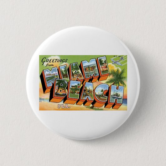 Badge Rond 5 Cm Salutations de Miami Beach, Fl (Devant)