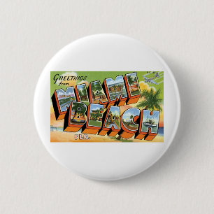 Badge Rond 5 Cm Salutations de Miami Beach, Fl