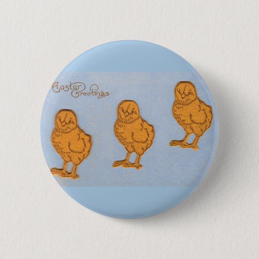 Badge Rond 5 Cm Salutations de Pâques Chicks Bleu (Devant)