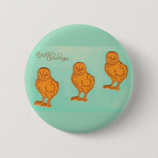 Badge Rond 5 Cm Salutations de Pâques Chicks Vert (Devant)