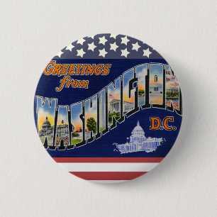 Badge Rond 5 Cm Salutations de Washington DC !