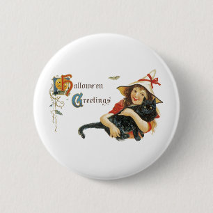 Badge Rond 5 Cm Salutations d'Halloween vintage