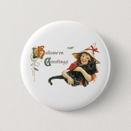 Badge Rond 5 Cm Salutations d'Halloween vintage (Devant)
