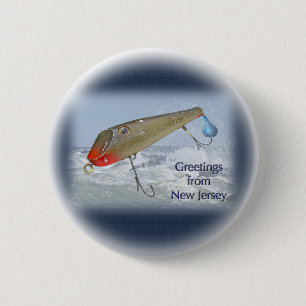 Badge Rond 5 Cm Salutations Du New Jersey Fishing Lure