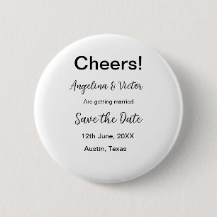 Badge Rond 5 Cm Salutations enregistrer la date simple minimaliste
