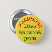 Badge Rond 5 Cm "SALUTATIONS" "Nice de vous rencontrer !" Bouton (Devant & derrière)