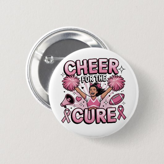 Badge Rond 5 Cm Salutations Pour Le Cure Leopard Cheer Pink Footba (Devant & derrière)