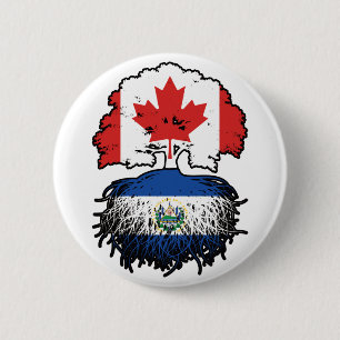Badge Rond 5 Cm Salvador Salvadorien Canadian Canada Arbre Racines