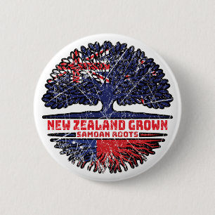 Badge Rond 5 Cm Samoa Nouvelle-Zélande Nouvelle-Zélande Racines d'
