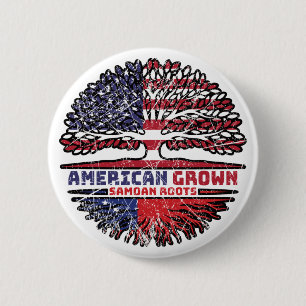 Badge Rond 5 Cm Samoa Samoan États-Unis États-Unis Arbre des États