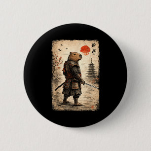 Badge Rond 5 Cm Samouraï cabiai cabiai drôle graphique vintage