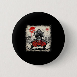Badge Rond 5 Cm Samurai Bigfoot Japonais Vintage Ukiyo-e Art Warri
