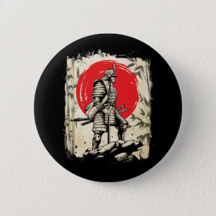 Badge Rond 5 Cm Samurai Guerrier japonais Héros Japon Swordsmen