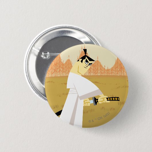 Badge Rond 5 Cm Samurai Jack Dessiner l'épée (Devant & derrière)