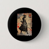 Badge Rond 5 Cm Samurai Japanese Retro Art Print Bushido Premium T (Devant)
