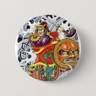 Badge Rond 5 Cm Samurai japonais