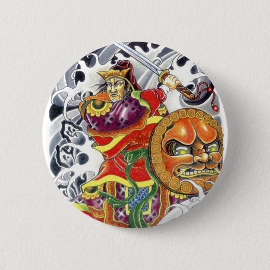 Badge Rond 5 Cm Samurai japonais (Devant)