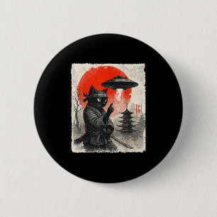Badge Rond 5 Cm Samurai Ninja Chat Guerrier Ufo Cadeaux Anime Japo