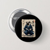 Badge Rond 5 Cm Samurai Pug Japanese Anime Dog Pug Lover Funny For (Devant & derrière)