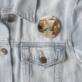 Badge Rond 5 Cm Samurai Warrior sur la plage (En situation)